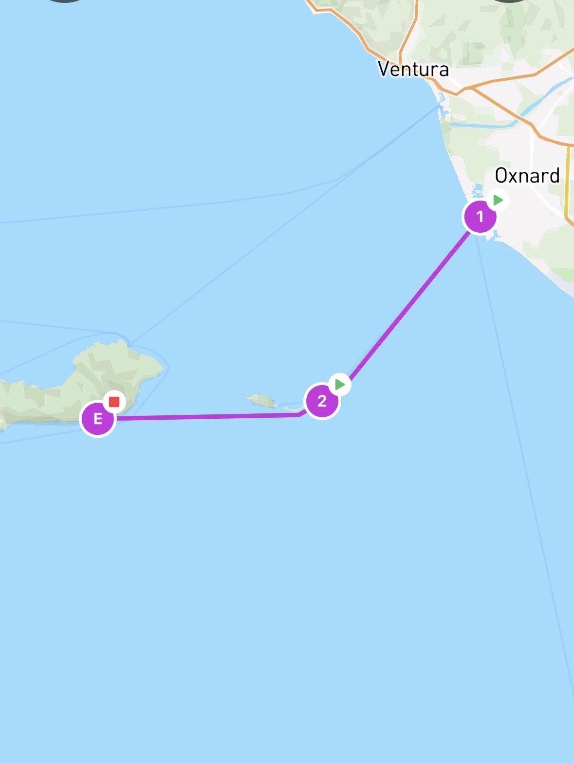 Day 1 route — Oxnard to Smuggler's Cove via Anacapa