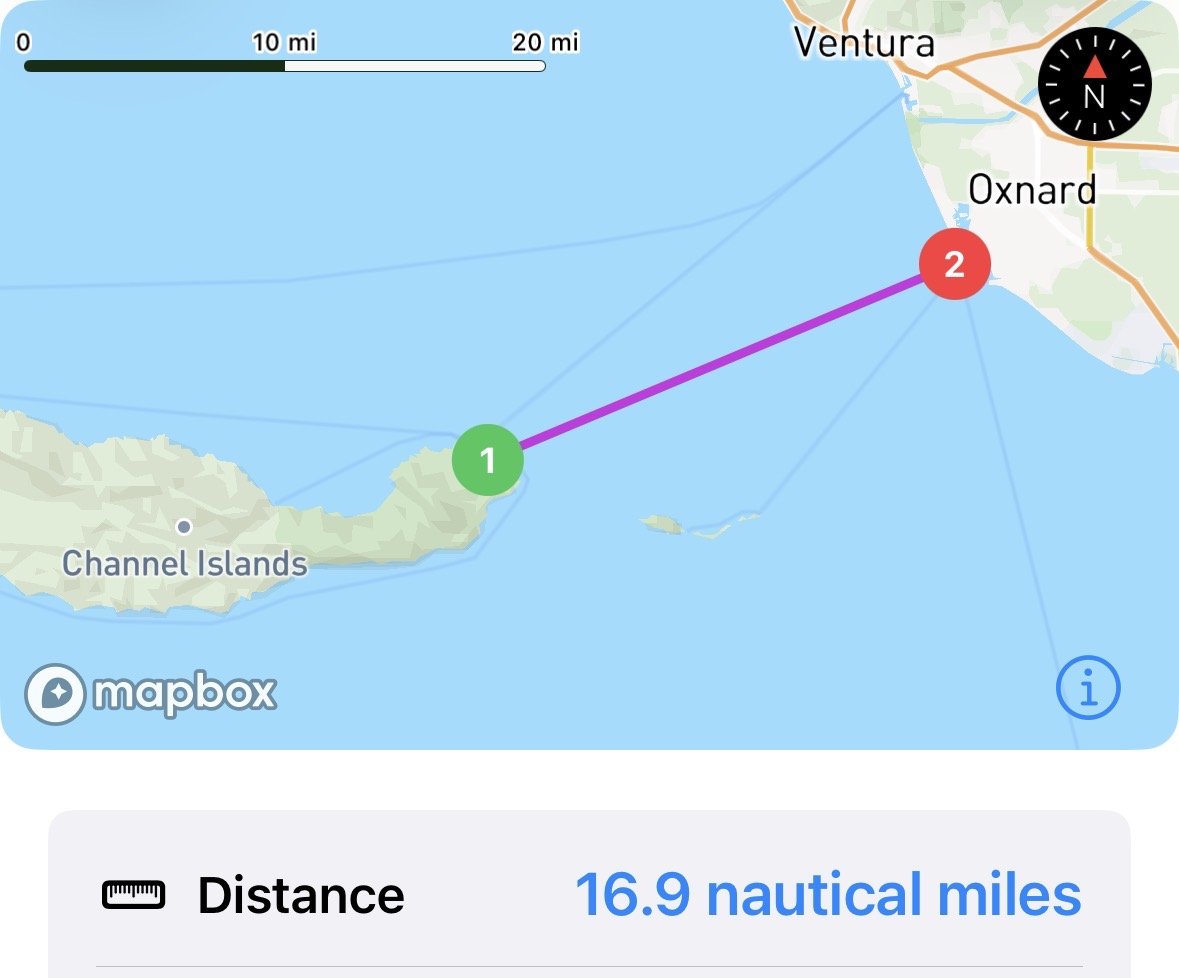 Day 3 route — Scorpion Rock back to Oxnard, 16.9 nautical miles