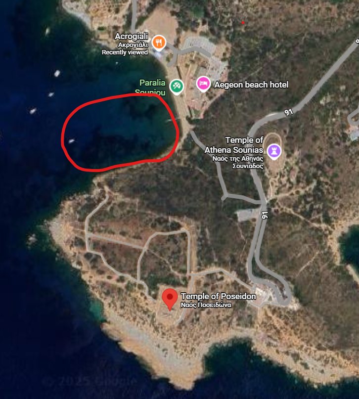 Anchoring area near the Temple of Poseidon