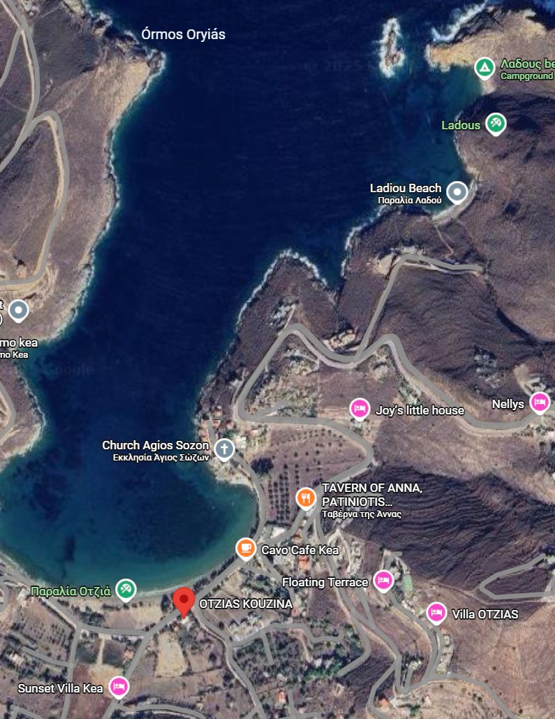 Sailing route from Tinos to Kea